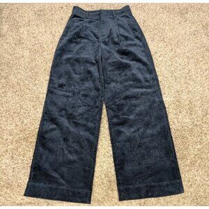 Everlane Corduroy Pants Women’s Size 2 Blue Wide Leg Stretch High Rise Pleated